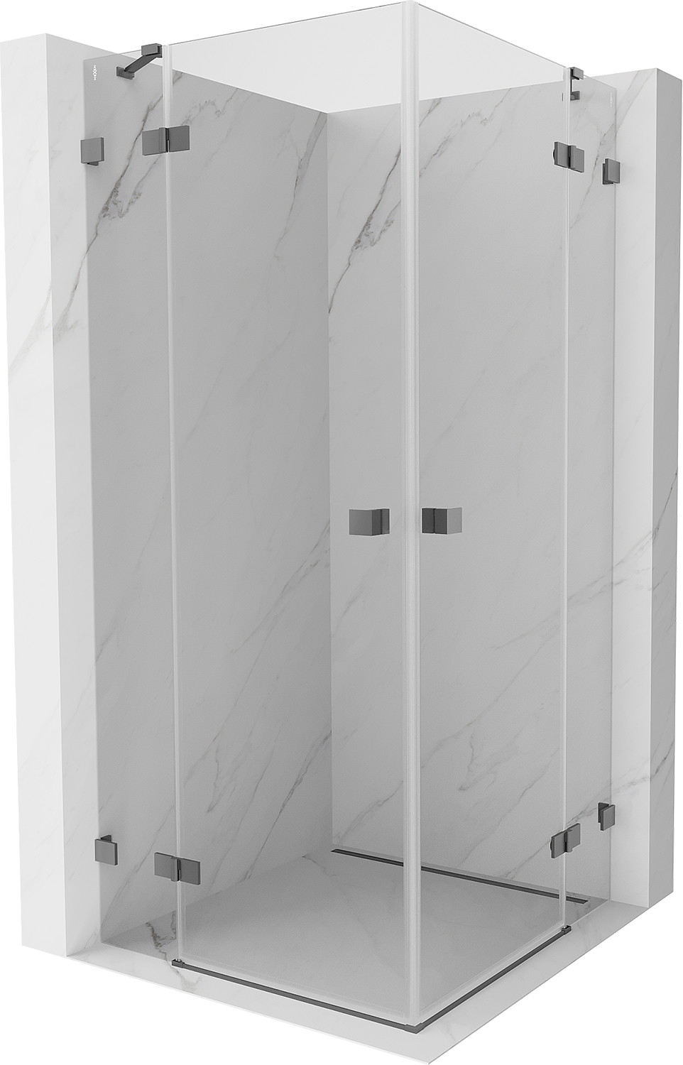 Mexen Lunar Duo 120 x 120 cm Pivot Shower Enclosure, Transparent, Gun Metal - 834-120L-120P-95-00